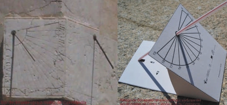 Relgio de Sol declinante ( esquerda) e Relgio de Sol equatorial ( direita)